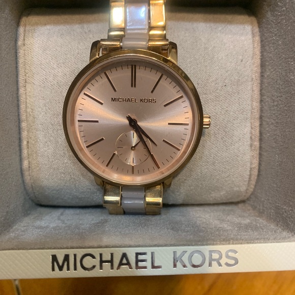 Michael Kors womens Jaryn Rose Gold- Tone and Acetate watch